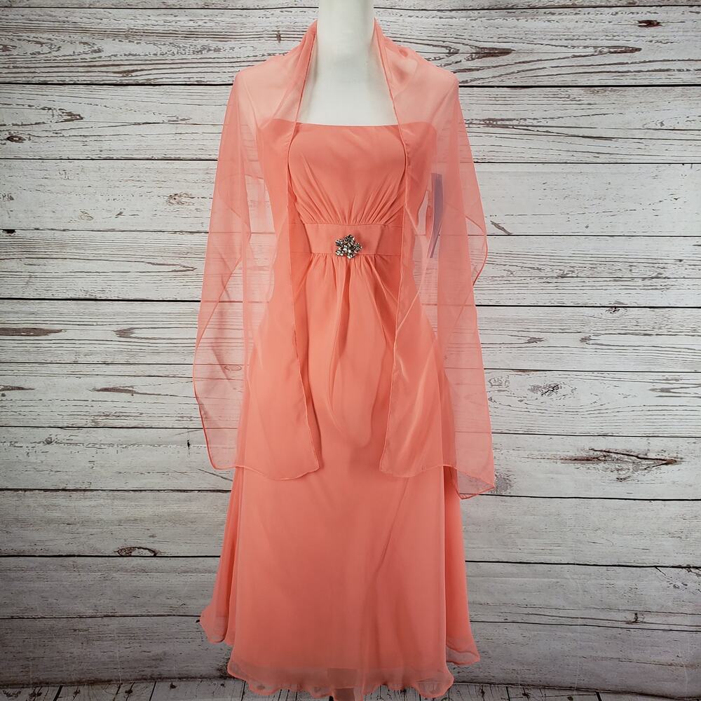 Mori Lee By Madeline Gardner New Peach Bridesmaid Dress Size 17/18